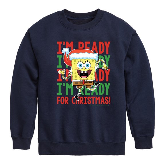 SpongeBob SquarePants - I'm Ready For Christmas Graphic Long Sleeve Fleece Sweatshirt