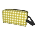 thumbnail image 2 of Goofa Yellow Checkboard Printed Toiletry Bag with Handle,Large Capacity Travel Makeup Cosmetic Bag for Women, Carry on Airport Airline Compliant Bag, 2 of 9