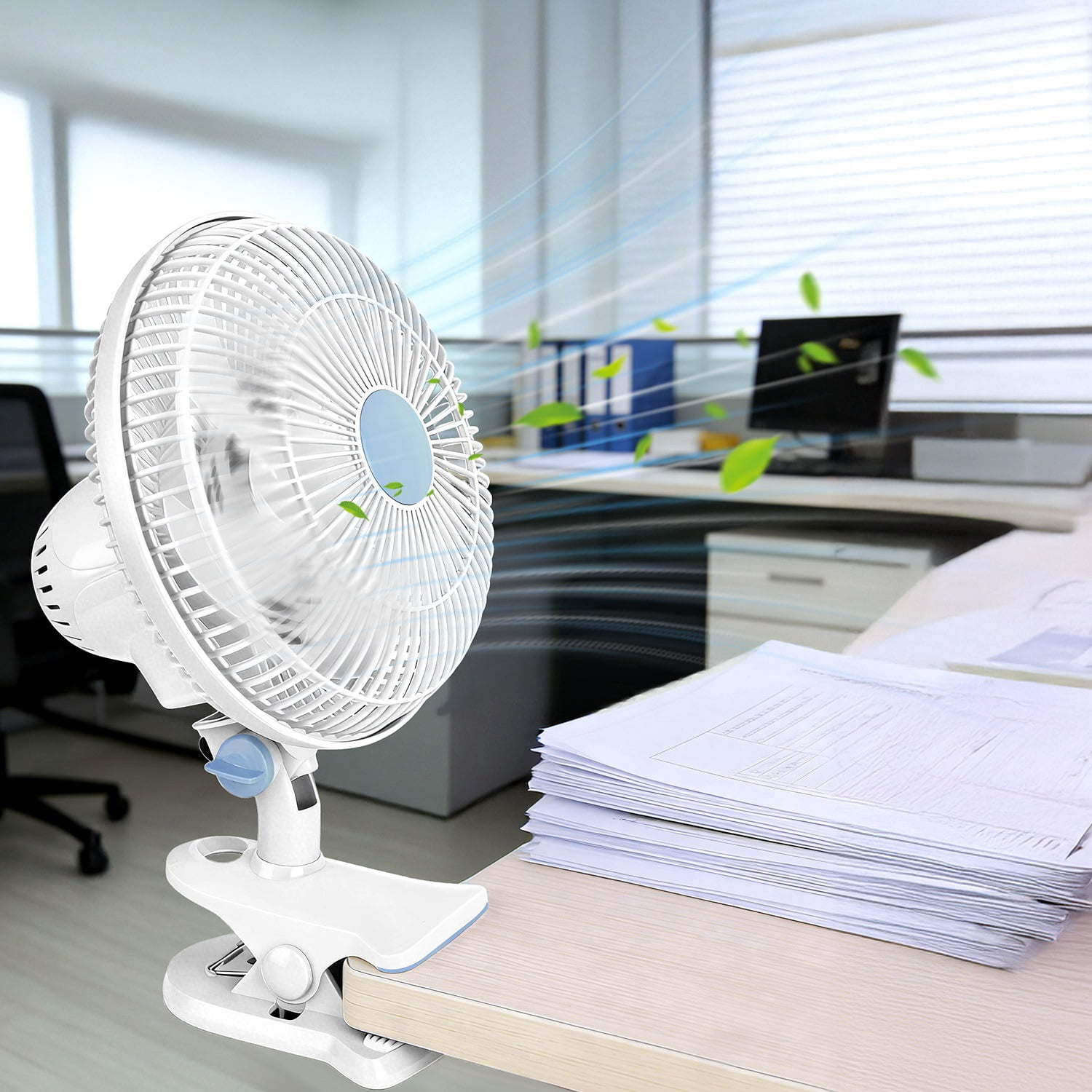 Portable Clip Fan with 2 Speeds, 90° Oscillating Quiet Cooling Fan, Desk Clip Hang 3 Ways for Office Bedroom Speeds Low Noise Small Fan, Wall Hanging Clip on Fan for Daily Use