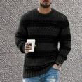 thumbnail image 2 of IROINNID Men's Sweater Round Neck Long Sleeve Jumper Mid-Length Stripes Casual Pullover Ribbed Hem Sweater, 2 of 3