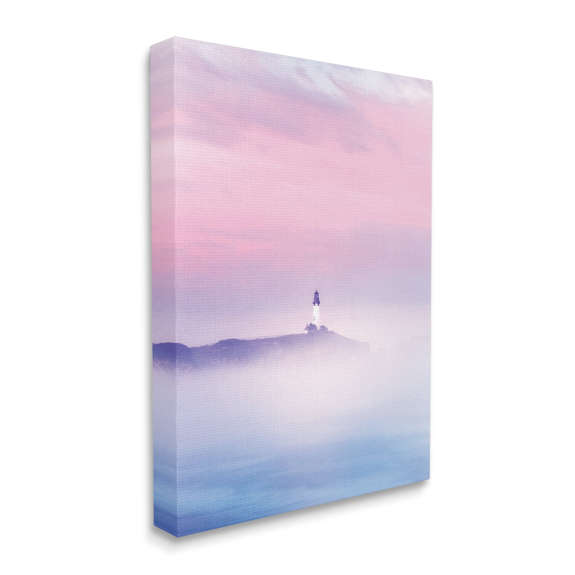 Stupell Industries Foggy Pink & Purple Lighthouse Sky Coastal Photography Gallery Wrapped Canvas Print Wall Art