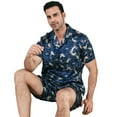 thumbnail image 4 of Men Silk Satin Pajamas Set Short Sleeve Button Down Sleepwear Loungewear with Pockets, 4 of 7