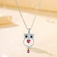 thumbnail image 4 of Big Eyes Owl Necklace for Women 925 Sterling Silver Heart Ruby Pendant Necklace Jewelry for Valentine's Day Christmas Birthday GIF, 4 of 5