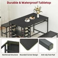 thumbnail image 3 of Dining Table Set for 4, Kitchen Table Set for 4 with 2 Benches, Rectangular Dining Room Table Set with Wine Rack, 3 Piece Dining Table Set for Small Space Apartment, Black, 3 of 8