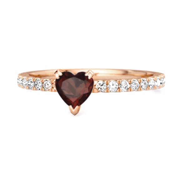 Mooneye 1.65 Cts Garnet 925 Sterling Silver Rose Plated Heart Women Valentines Day Gift Ring