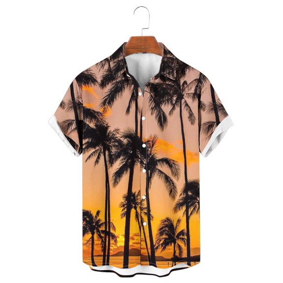 Father Day Sale!Hawaiian Shirts for Men Vintage,Men's Short Sleeve Button Down Vintage Shirts,Hawaiian Casual Printed Beach Shirt Summer Regular Fit Top,Mens Floral Beach Shirts Wrinkle Free