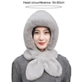 thumbnail image 6 of comerut Women Winter Hat with Integrated Scarf Thick Warm Faux Rabbit Fur Solid Color Full Protection Outdoor Cycling Travel Cold Weather Cap, 6 of 8