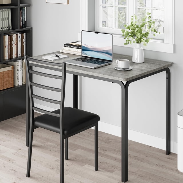 Kojooin Dining Table Set for 4 Person Seat,Table with 4 Upholstered Chairs - Spacious Square Rounded Corner Top, Perfect for Apartment Living Room, Dining Room, Study, and Kitchen Workspace