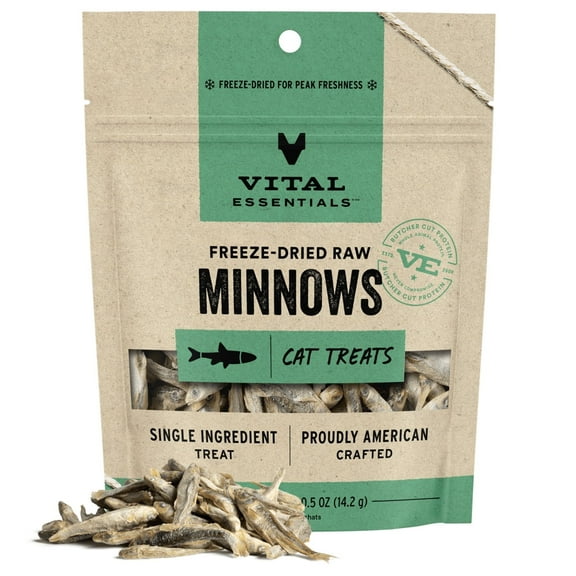 Vital Essentials Freeze-Dried Raw Single Ingredient Minnows Cat Treats, 0.5-oz bag