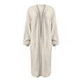 thumbnail image 4 of DuoJiaJ Long Knitted Cardigan Coat For Fall And Winter Stylish Oversized Sweater With Pockets For Casual Wear Fall Womens Clothes Beige L, 4 of 5