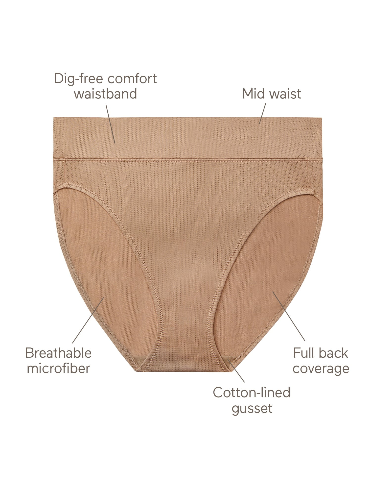 Warners Blissful Benefits Dig-Free Breathable Microfiber Hi-Cut 3-Pack