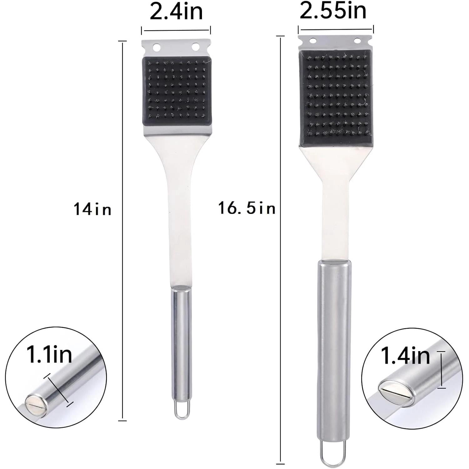 2 Pack Grill Brush and Scraper, 16.5” & 14” Wire BBQ Grill Brush for Outdoor Gri