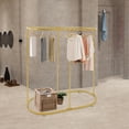 thumbnail image 4 of Gold Oval Garment Rack Floor Standing Clothing Rack Commercial Oval Clothes Stand for Clothing Store, Home, 4 of 18