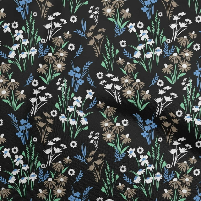 oneOone Georgette Viscose Lapis Blue Fabric Floral Sewing Craft Projects Fabric Prints By Yard 42 Inch Wide