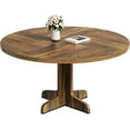 thumbnail image 1 of Bingirl Round Dining Table for 4, 47 Inch Farmhouse Circle Kitchen Table with Wood Tabletop and Stable Base, for Home Dining Room Living, 1 of 7