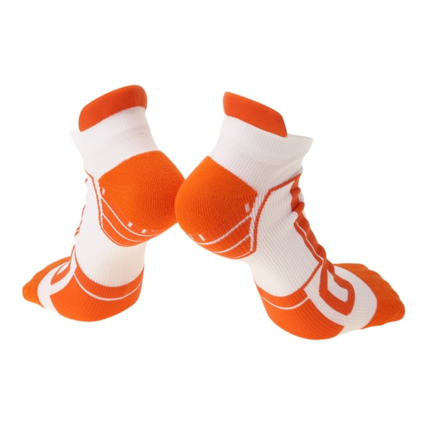 Calcetines de ciclismo Unique Bargains que absorben el sudor, color blanco y naranja, tamaño M, neutros y universales, 1 par, patrón irregular.