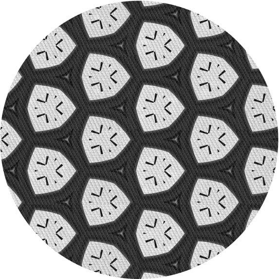 Ahgly Company Indoor Round Patterned Charcoal Black Novelty Area Rugs, 7' Round