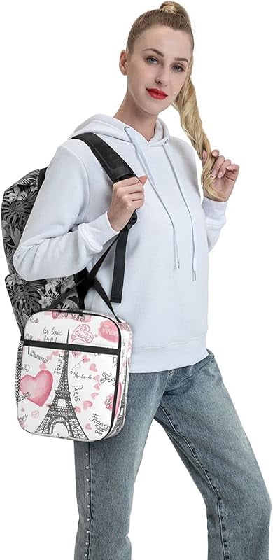 Eiffel Tower Love Lunch Box Insulated Soft Bag Reusable Cooler Bag For Women Men Work Picnic Hiking
