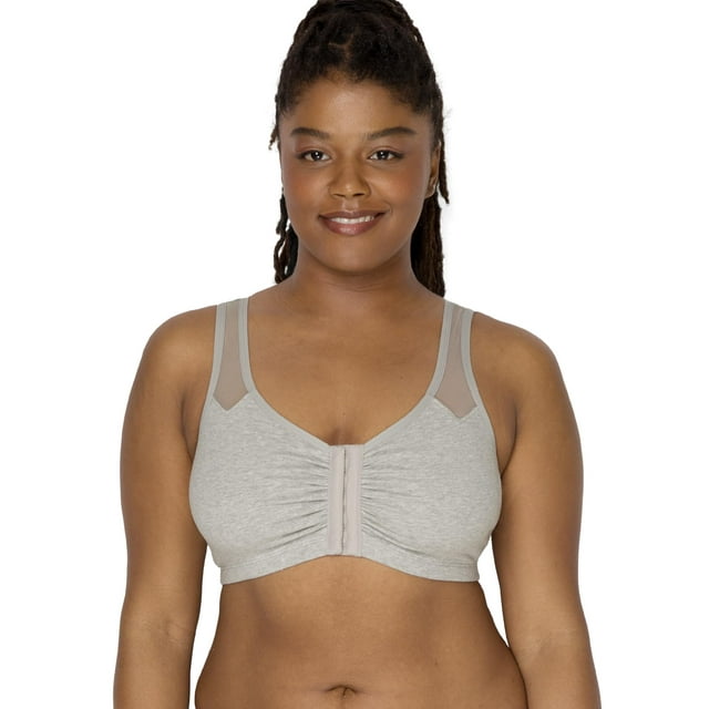 Sujetador deportivo Fruit of the Loom, cómodo, cierre frontal, para mujer, gris