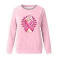 thumbnail image 4 of Jinhomg Womens Cute Breast Cancer Sweatshirt Comfy Long Sleeve Pink Ribbon Print Tops Casual Loose Fall Winter Pullovers Winter Saving Pink XL, 4 of 5