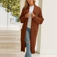 thumbnail image 4 of 2DXuixsh Simple Womens Cardigan Plus Size Elegant Casual Solid Color Lapel Pocket Button Loose Jacket Sweaters Coat Lightweight Soft Outwear Brown Size Xxl, 4 of 8