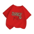 thumbnail image 3 of Hiijoy Girls Red Tee Shirt Letter Print Leopard Short Sleeved Crew Neck Tshirt, Sizes 3-14, 3 of 3