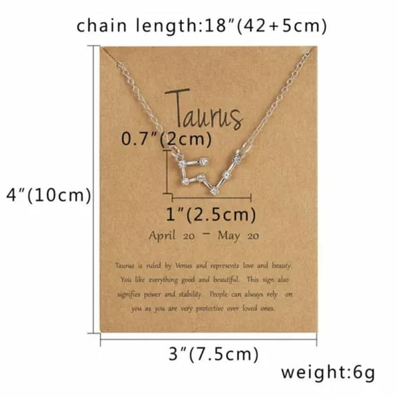 EOEMY Wholesale 12 Constellation Pendant Necklace Zodiac Signs Women Men Jewelry Gift-Taurus