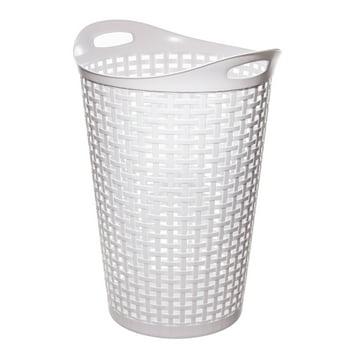 Mainstays Flexible Round Wicker Laundry Hamper, White