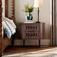 thumbnail image 3 of FITUEYES Mid-Century Modern End Table, Fluted Nightstand for Bedroom, Wooden Side Table with Fluted Panels & 2 Drawers, Walnut, 3 of 5