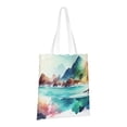 thumbnail image 2 of YFYANG Reusable Cotton Canvas Tote Shopping Bag, Watercolor Mountain Pattern Washable Portable Grocery Bag for Daily Travel, 2 of 8