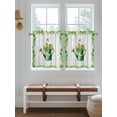 thumbnail image 2 of St. Patrick's Day 2 Panel Kitchen Curtains for Small Windows, Green Lucky Shamrock Watering Can Wood Gray Bathroom Tier Curtain, Short Window Treatment for Bedroom/Living Room 55"x24", 2 of 6