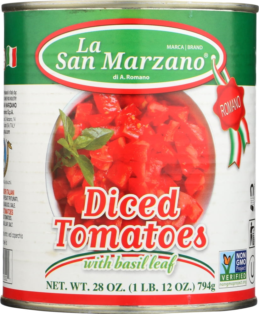 LA SAN MARZANO Diced Tomatoes with Basil Leaf, 28 fl oz