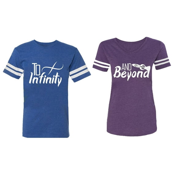 To Infinity & Beyond Matching Couple Cotton Jerseys (Men Royal / Women Purple) (Men XXXL / Women XXL)
