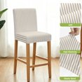 thumbnail image 4 of Thin Beige Striped Bar Stool Covers - Stretch Dining Chair Covers Set of 2, Farmhouse Modern Stripes Bar Chair Cover Removable Counter Stool Pub Chairs Slipcovers Protectors for Kitchen/Cafe, 4 of 9