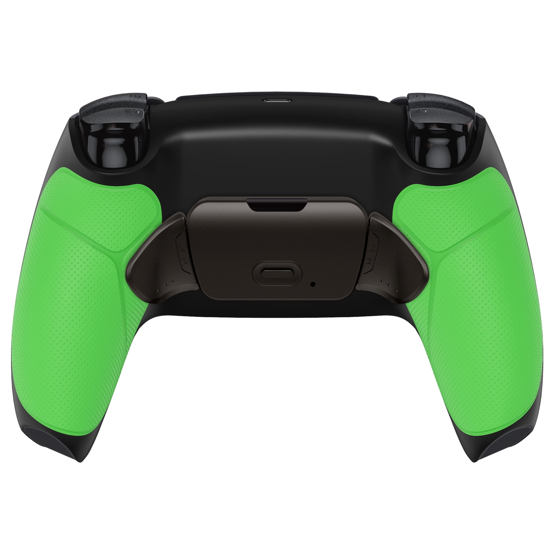 eXtremeRate Green Real Metal Buttons (RMB) Version Rise 2.0 Remap Kit for PS5 Controller with Black Rubberized Grip Back Shell, Upgraded Programable Back Buttons Attachment for PS5 Controller