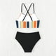 thumbnail image 5 of Odeerbi 7-15 Años Traje de Baño de Tiras Para Niñas Playa de Verano Traje de Baño Hawaiano Traje de Baño de Rayas Traje de Baño de Cintura Alta Split Traje de Baño de Dos Piezas, 5 of 6