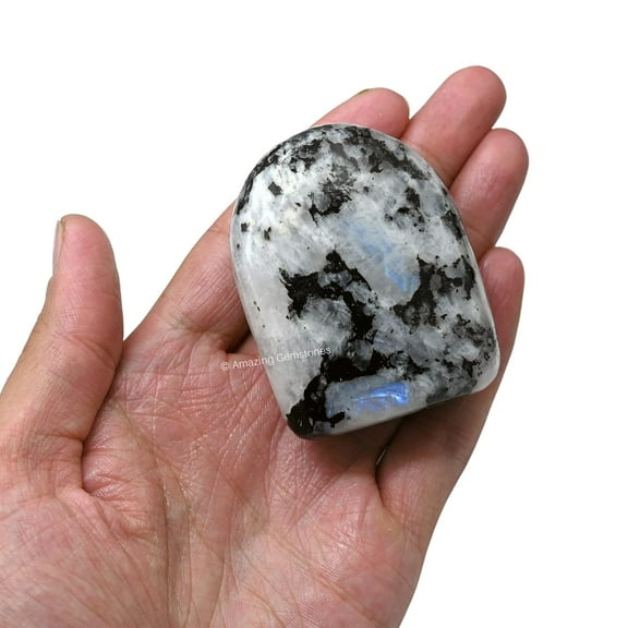 Large Rainbow Moonstone Crystal Standing Palm Stone