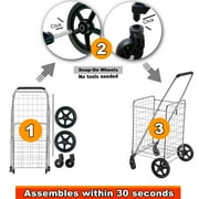 Wellmax WM99024S Grocery Utility Shopping Cart, Easily Collapsible and Portable to Save Space and Heavy Duty, Light Weight Trolley with Rolling Swivel Wheels