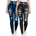 thumbnail image 1 of Pack de 2 Leggins Mujer Unitalla Mezclilla Faja Alta Estilo Pantalón Mezclilla Jegging Tiro Alto, Mallon licra Cómodos Elásticos, 1 of 9