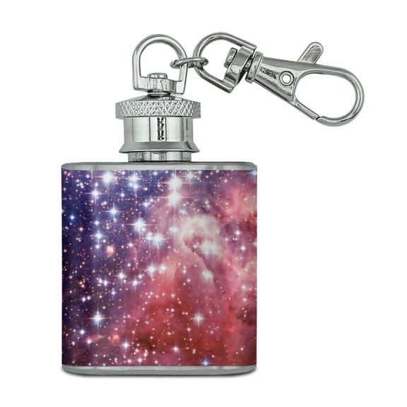 Nebula Space Galaxy Stainless Steel 1oz Mini Flask Key Chain