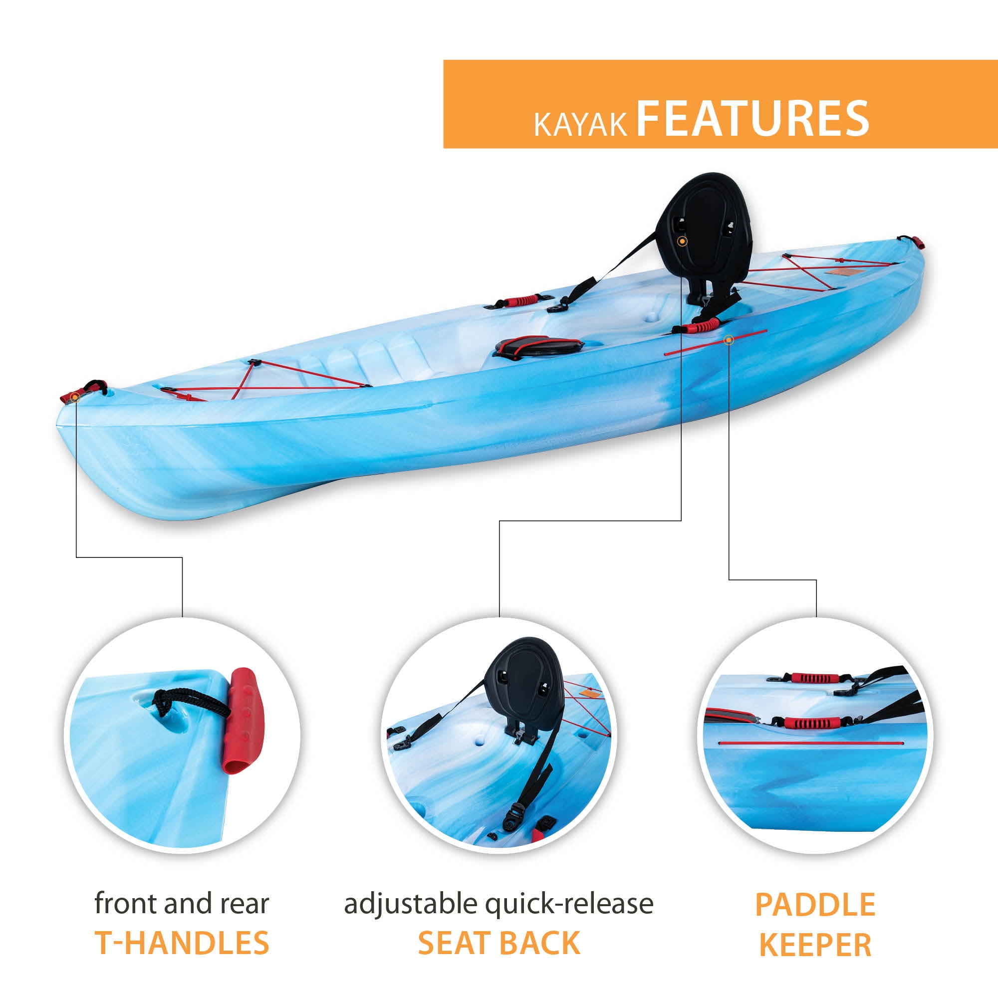 Lifetime Tahoma 10 ft Sit-On-Top Kayak with Paddle, Sky Fusion (91243)