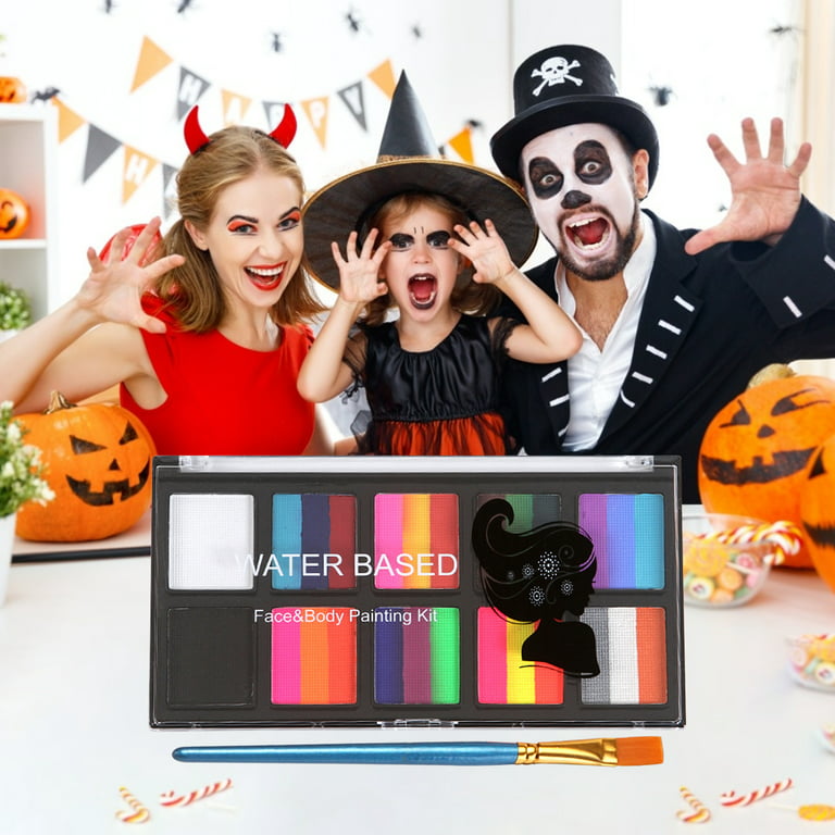 Face Paint Kit for Kids, 19 Large Water Based Paints, Halloween Makeup Kit
