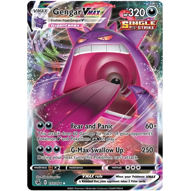 Tarjeta coleccionable Pokémon Gengar VMAX 157/264 Ultra Rare