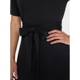 thumbnail image 4 of Time and Tru Women's Cotton Tie Front Midi Dress with Short Sleeves, Sizes XS-XXXL, 4 of 5