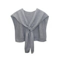 thumbnail image 1 of Hooded Cape for Women, Solid Color Knitted Beach Cover Shirt with Rope Tie, Lightweight Polyester-Spandex Blend, Versatile Outerwear for Spring Summer Fall Winter, 1 of 2