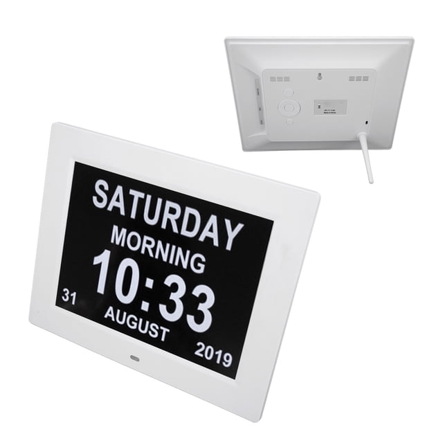 Digital Calendar Alarm Day Clock, 10 Inch Screen 8 Languages Display 5 Custom Alarms Automatic Dimming AM PM, Digital Calendar Clock For Seniors