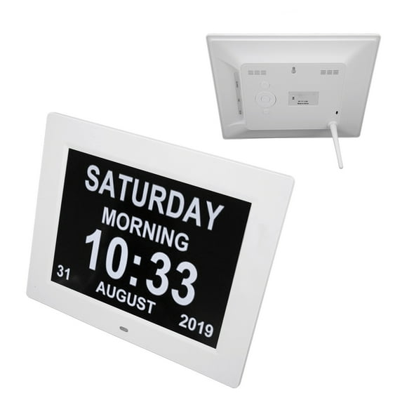 Digital Calendar Alarm Day Clock, 10 Inch Screen 8 Languages Display 5 Custom Alarms Automatic Dimming AM PM, Digital Calendar Clock For Seniors