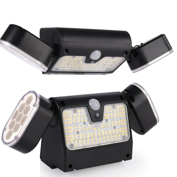 2 Pack, Solar Lights Outdoor, 182LED Motion Sensor Light IP65 Waterproof Spotlight Wireless Detector Security Solar Flood Light W/ 3 Adjustable Head for Garage Yard Garden Patio Outside