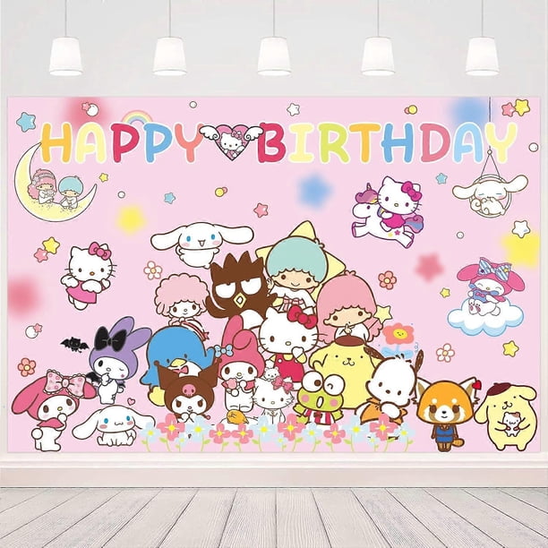 Decoraciones de cumpleaños de gatito, telón de fondo, suministros para fiestas kawaii, pancarta de feliz cumpleaños, pared de 70 a 47 pulgadas, decoraciones grandes para cumpleaños de gatito