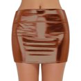 thumbnail image 2 of Clearance Clothes Under $10.00 Abomasnow Women's Sexy Bodycon Pencil Skirts Solid Elastic High Waist Faux Leather Mini Skirts, 2 of 5